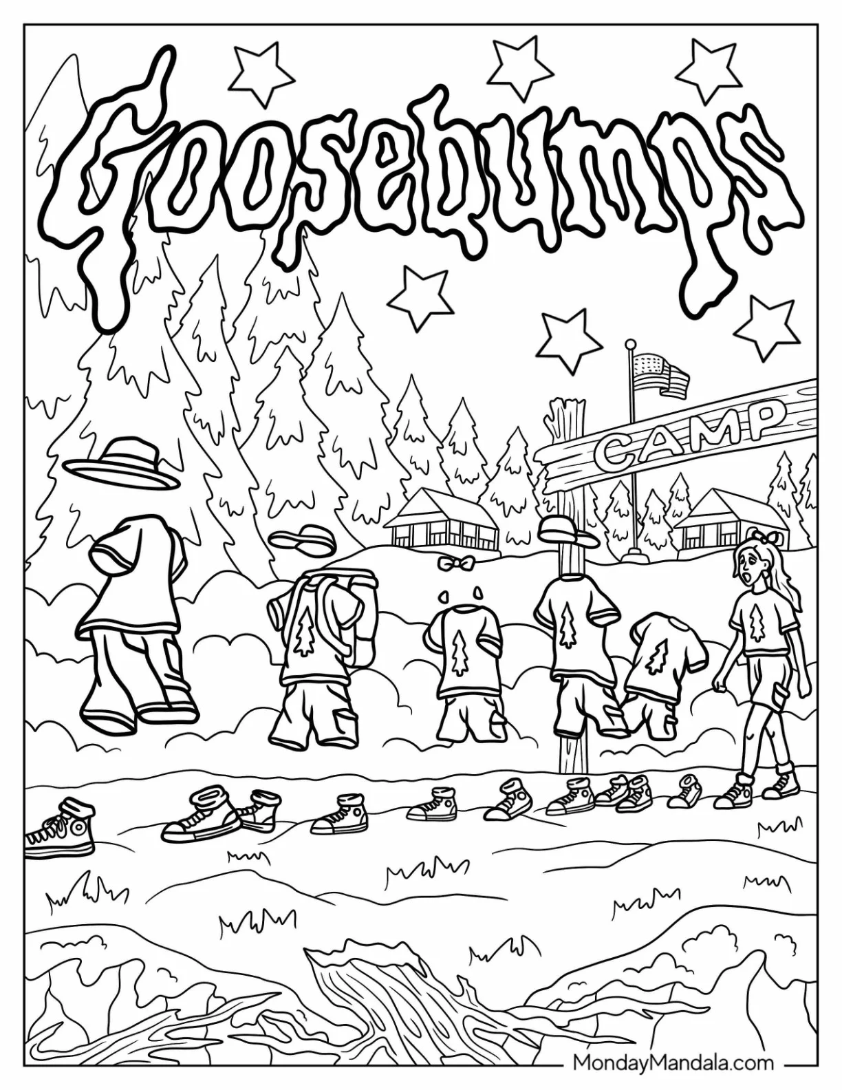 Goosebumps Coloring Page Ghost Camp With Invisible Kids coloring page