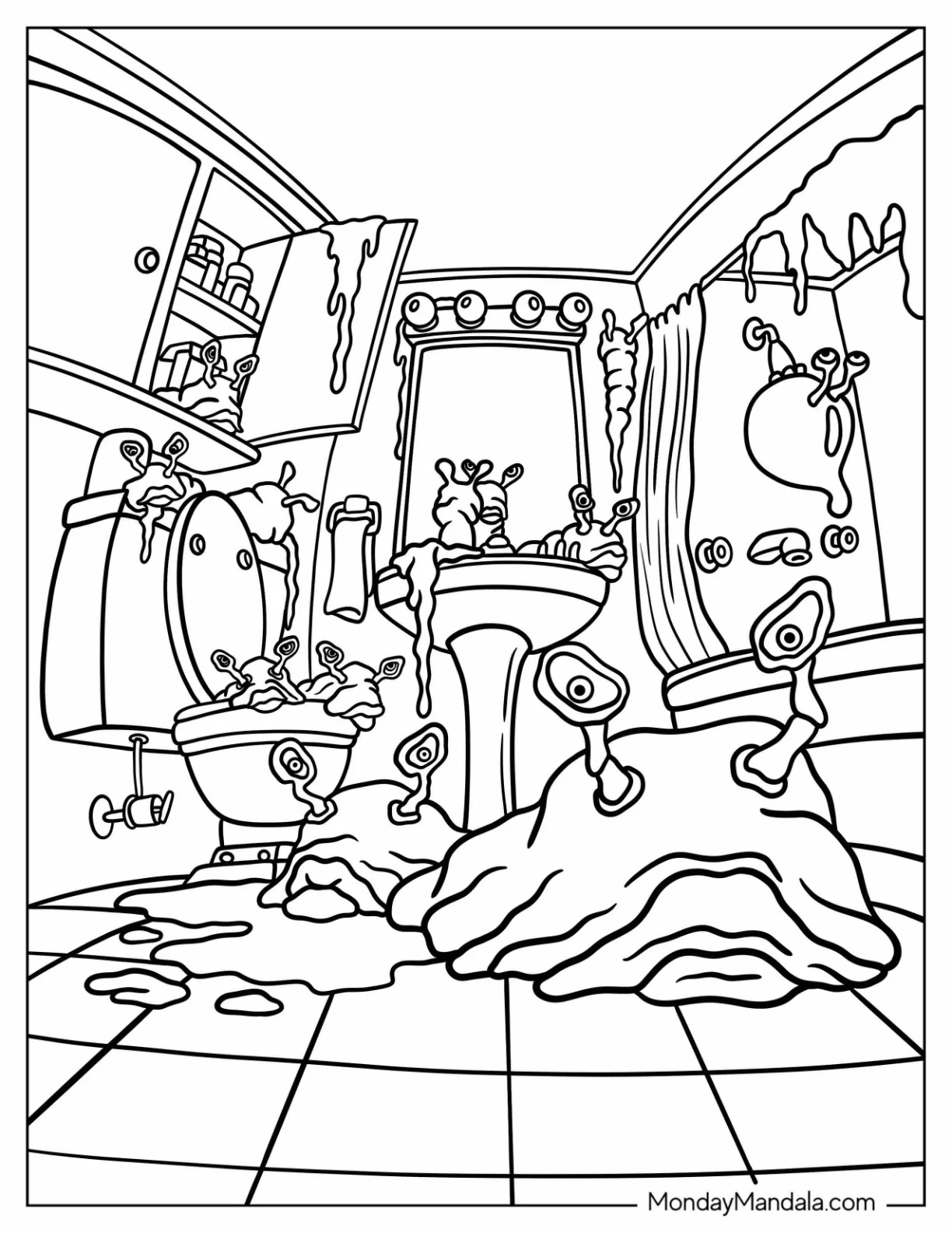 Goosebumps Coloring Page Sluggish Monsters Inside Bathroom coloring page