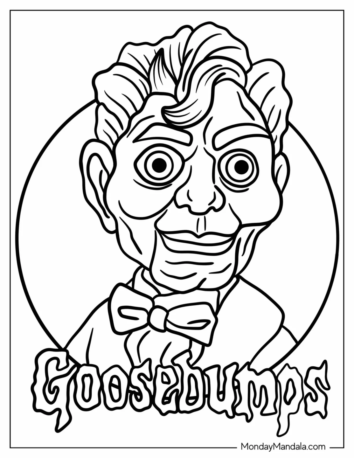 Simple Goosebumps Coloring Page Of Logo With Slappy The Dummy For Preschoolers coloring page