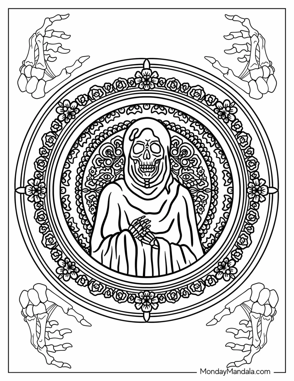 Grim Reaper Coloring Page Mandala coloring page