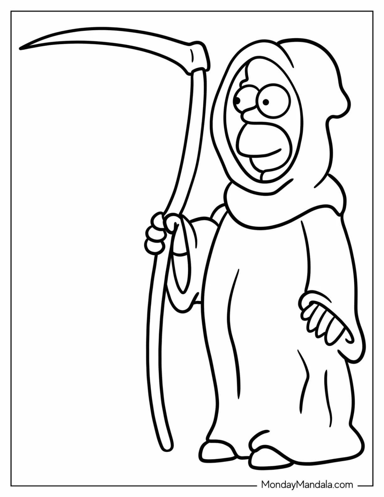 Homer Simpson As A Grim Reaper Coloring Page For Kids coloring page