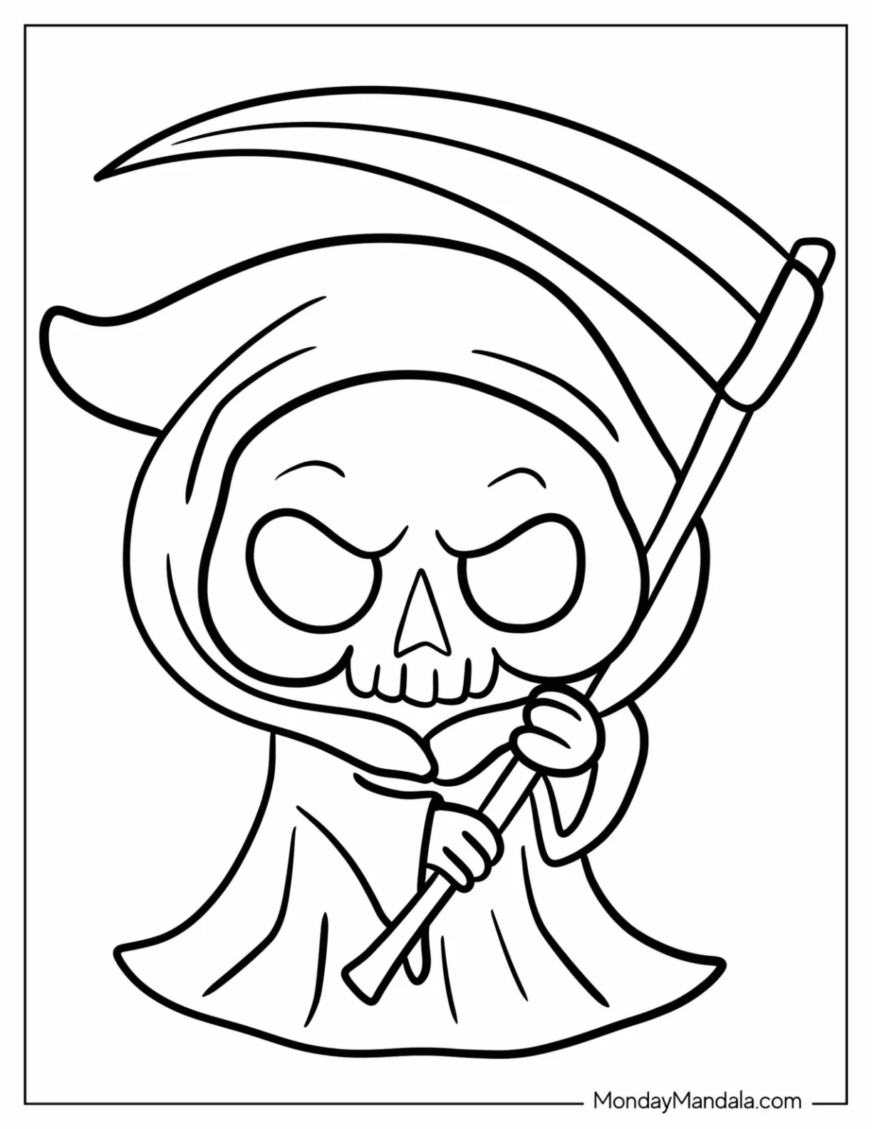 Simple Grim Reaper Coloring Page Cartoon For Preschoolers coloring page