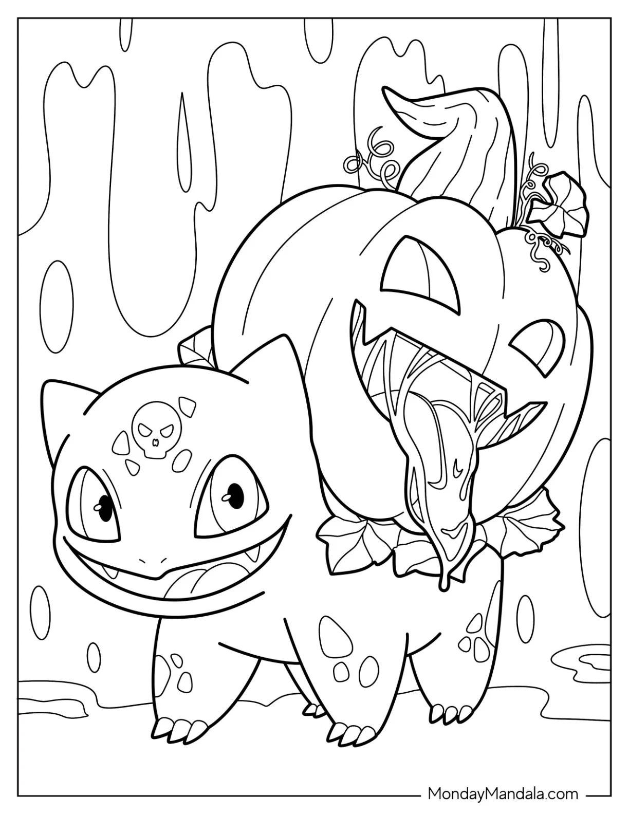 Halloween Pokemon Coloring Page Carrying Scary Jack O Lantern coloring page