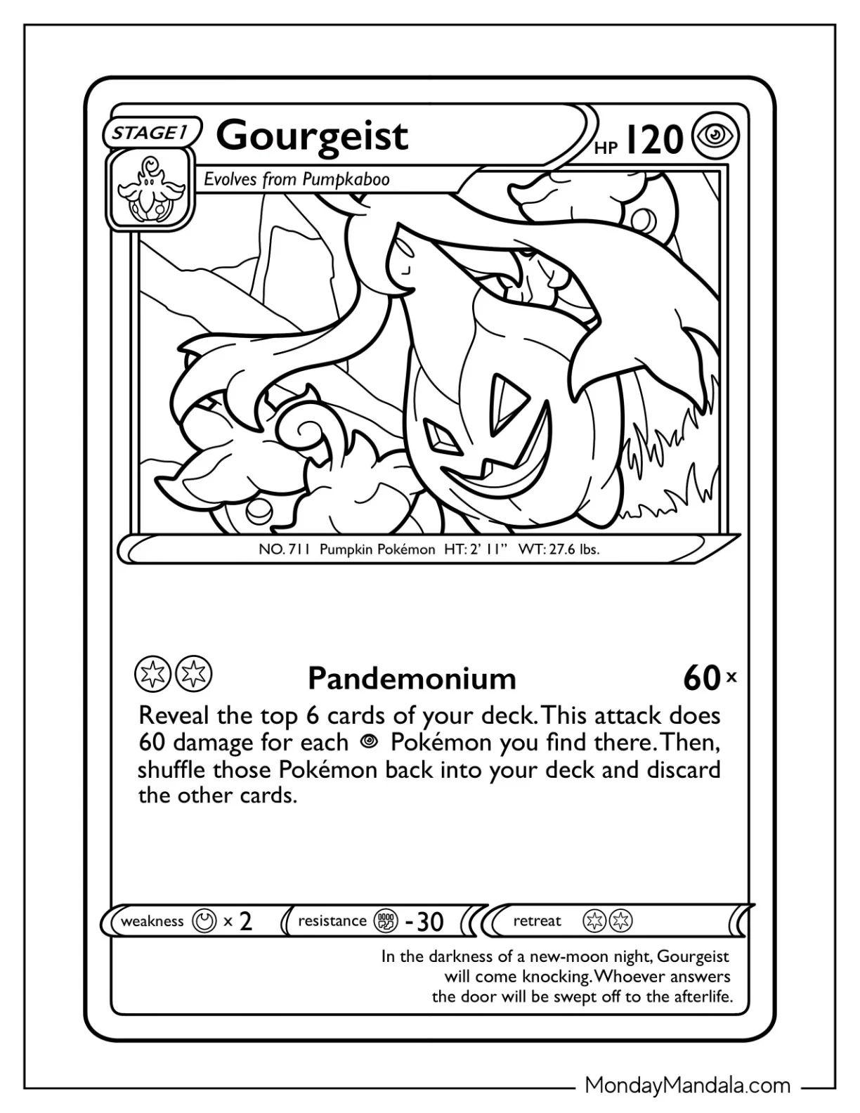 Halloween Pokemon Coloring Page Gourgeist Pandemonium Pokemon Card coloring page