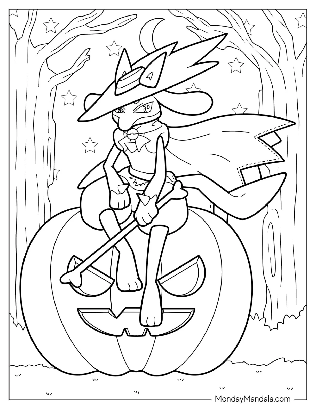 Halloween Pokemon Coloring Page Shadow Mewtwo Sitting On A Jack O Lantern coloring page