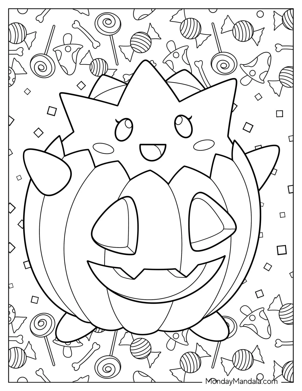 Halloween Pokemon Coloring Page Togepi In A Jack O Lantern For Preschoolers coloring page