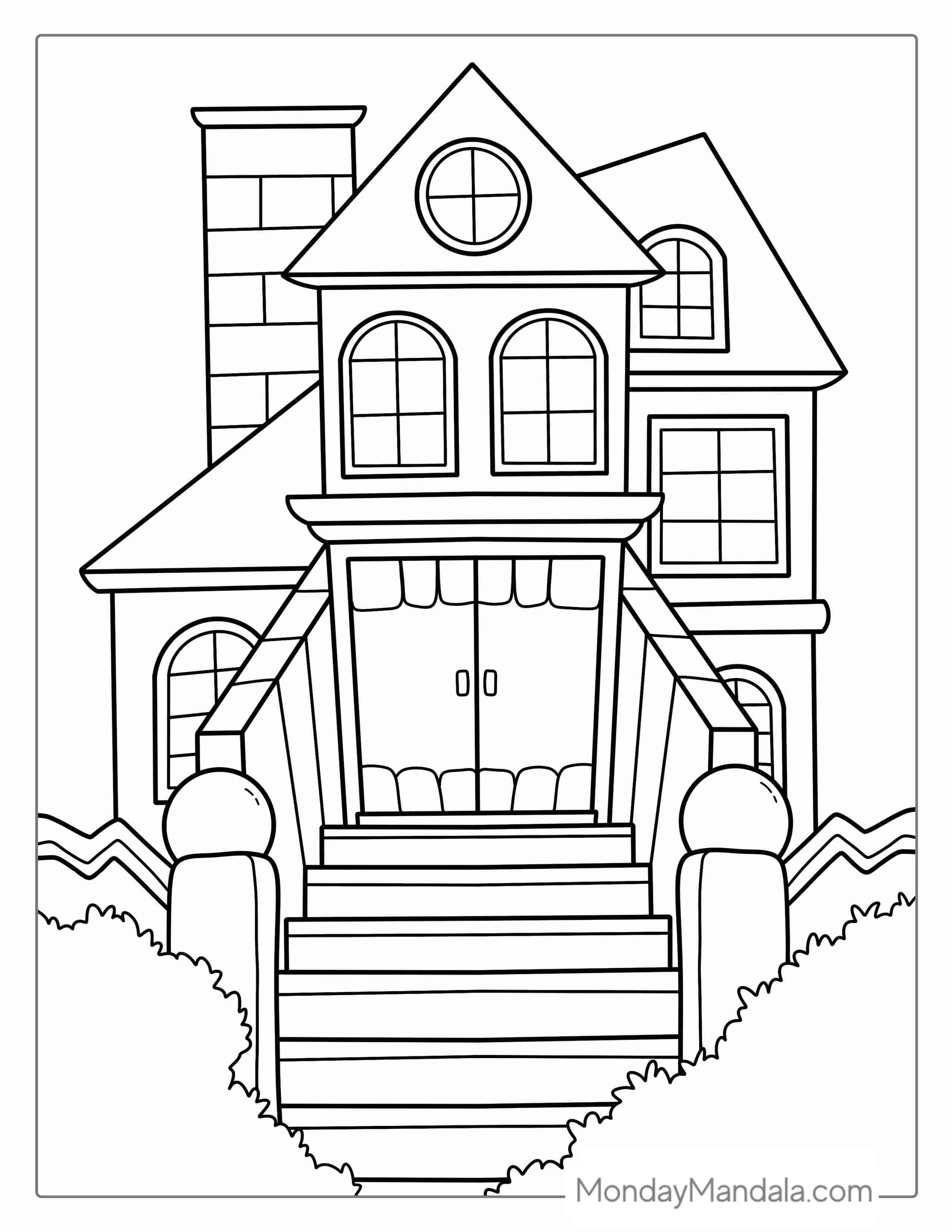Creep Haunted House Coloring Sheet coloring page