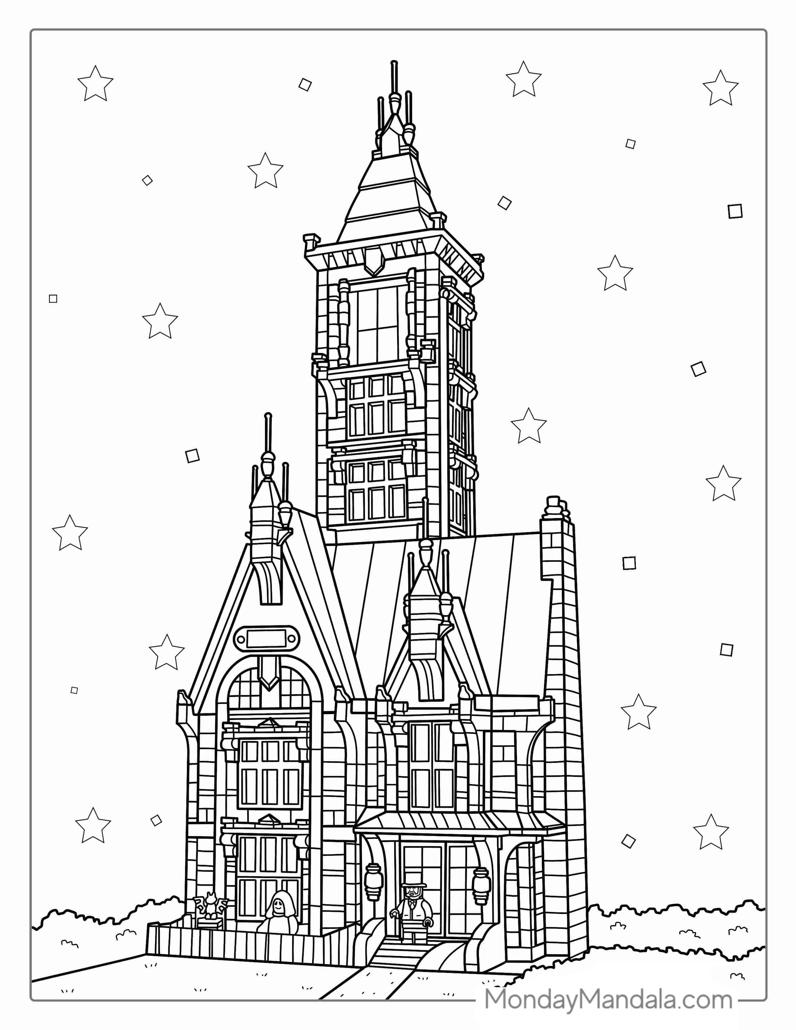 Lego Haunted House Coloring Page For Kids coloring page