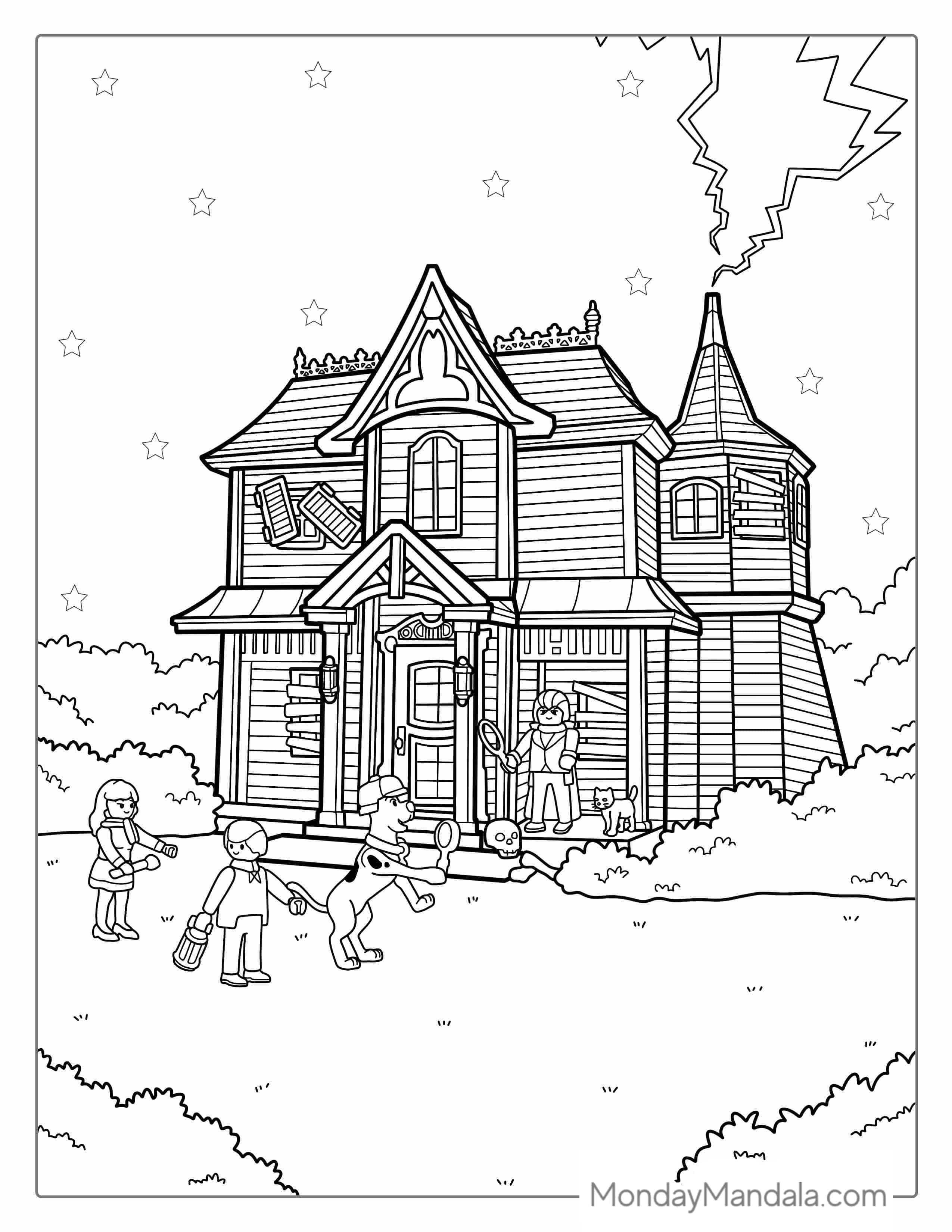 Scooby Doo And The Gang At a Haunted House coloring page