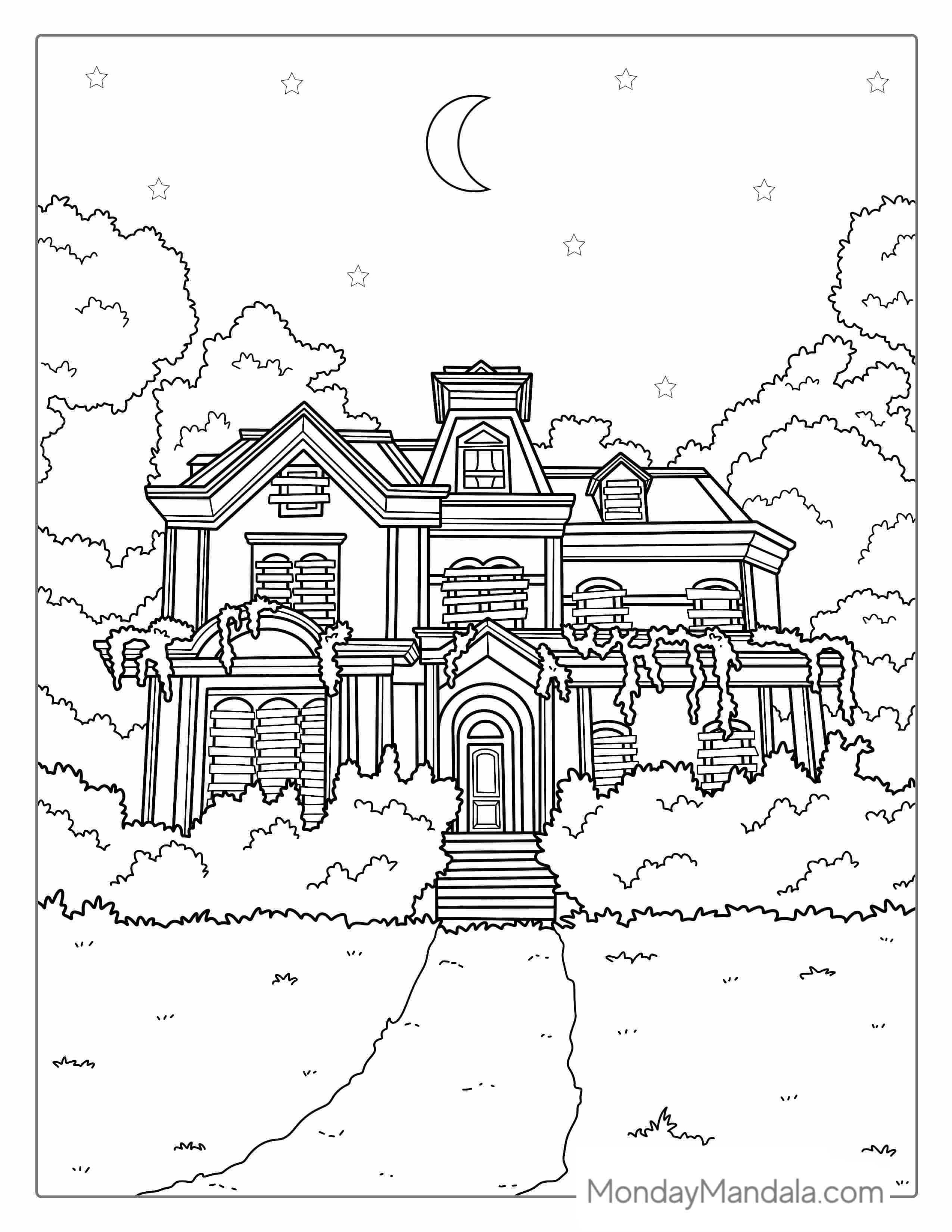 Stranger Things Haunted House Coloring Page coloring page