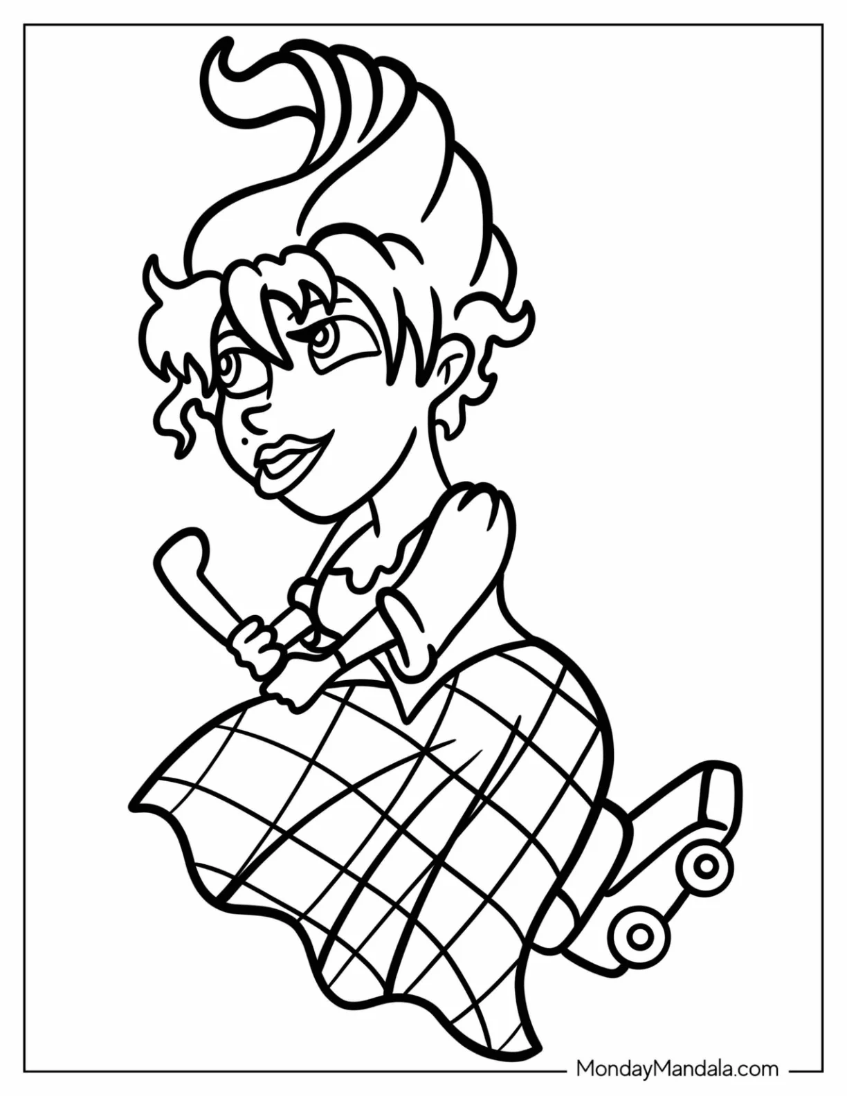 Simple Hocus Pocus Coloring Page Of Mary Sanderson Flying On Broom coloring page