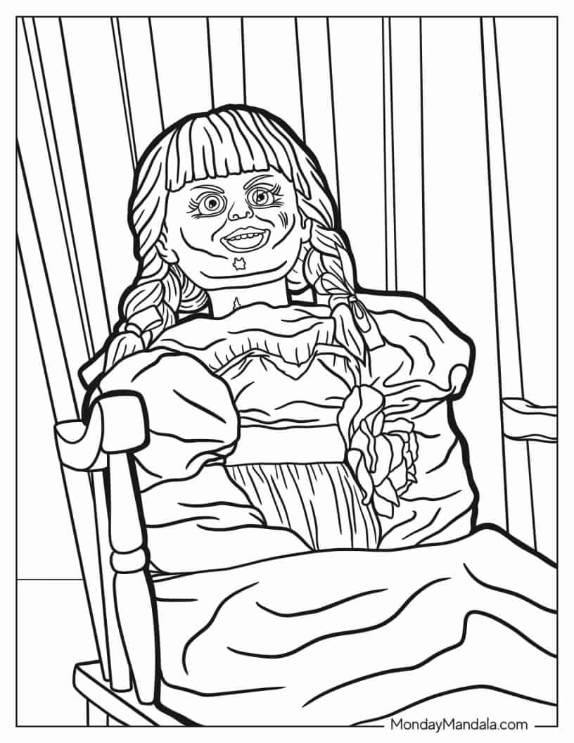 Creepy Annabelle Doll To Color coloring page