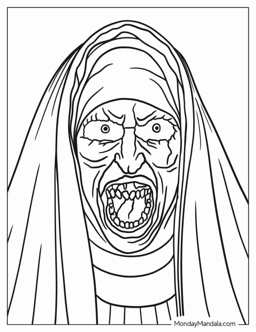 Creepy Nun Coloring Sheet coloring page