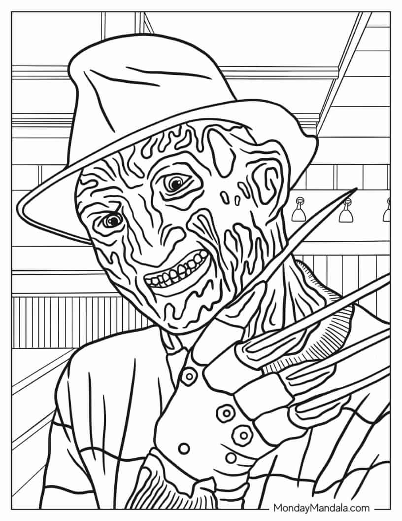 Freddy Krueger Coloring Page coloring page — printable line art