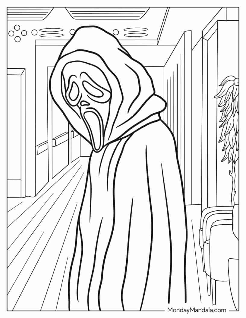 Ghostface From Scream Movie To Color coloring page