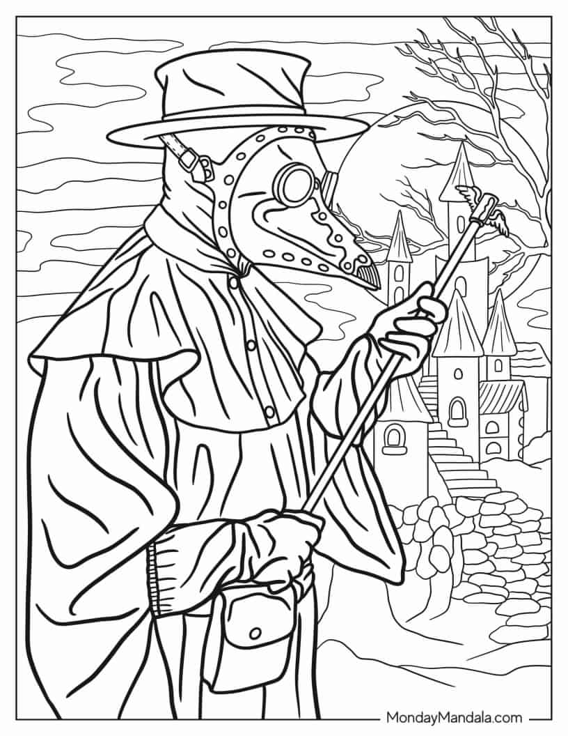Gotham Themed Horror Coloring Page coloring page