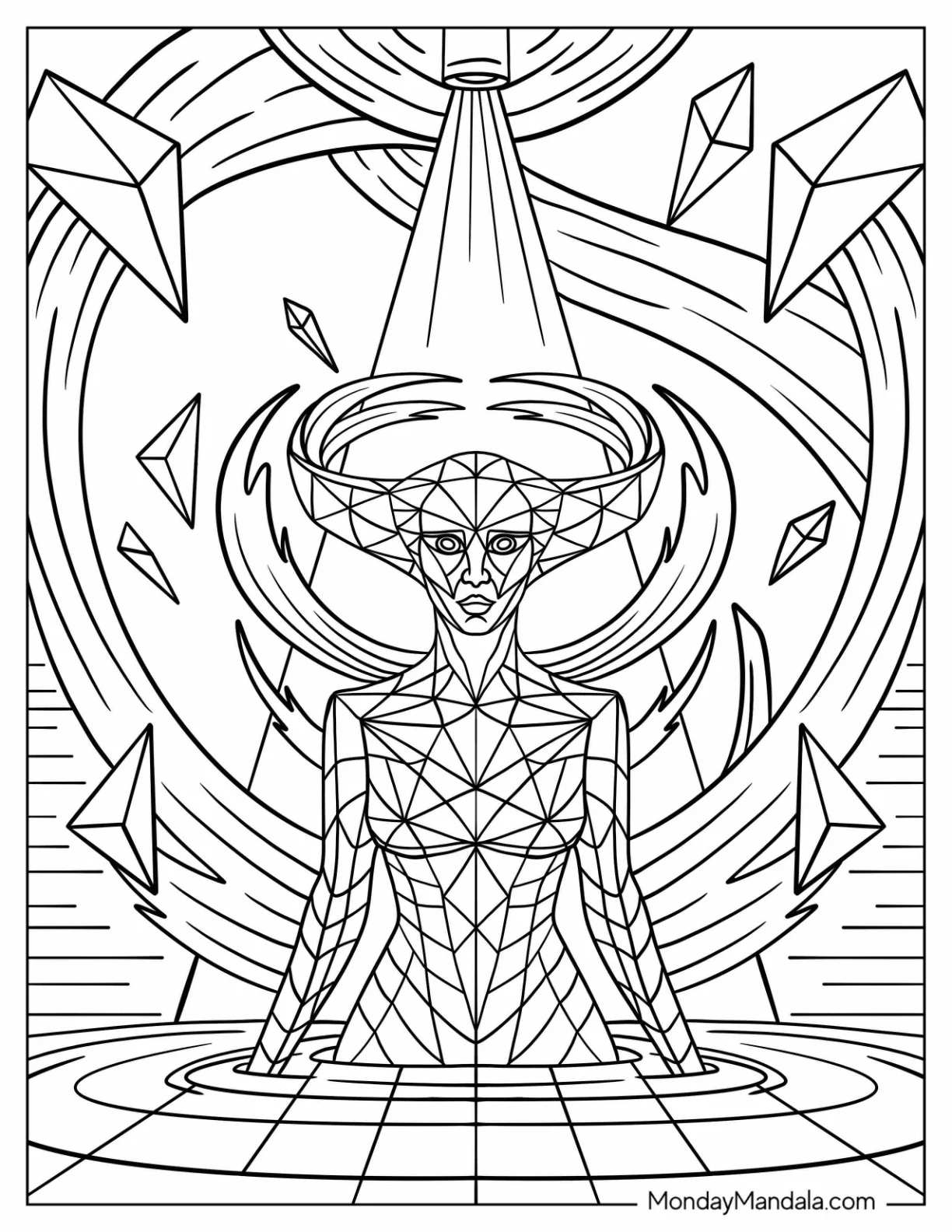 Horror Coloring Page of Eldritch Being Emerging from the Portal coloring page