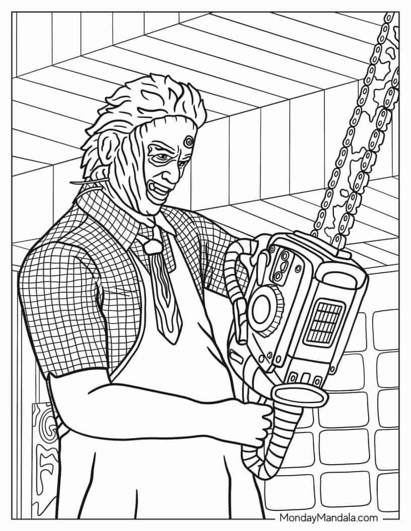 Leatherface From Texas Chainsaw Massacre coloring page