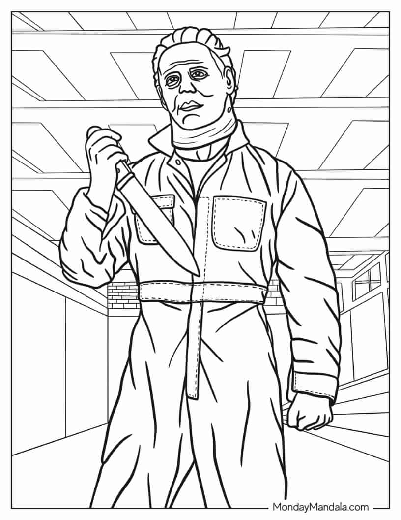 Michael Myers From Halloween To Color coloring page