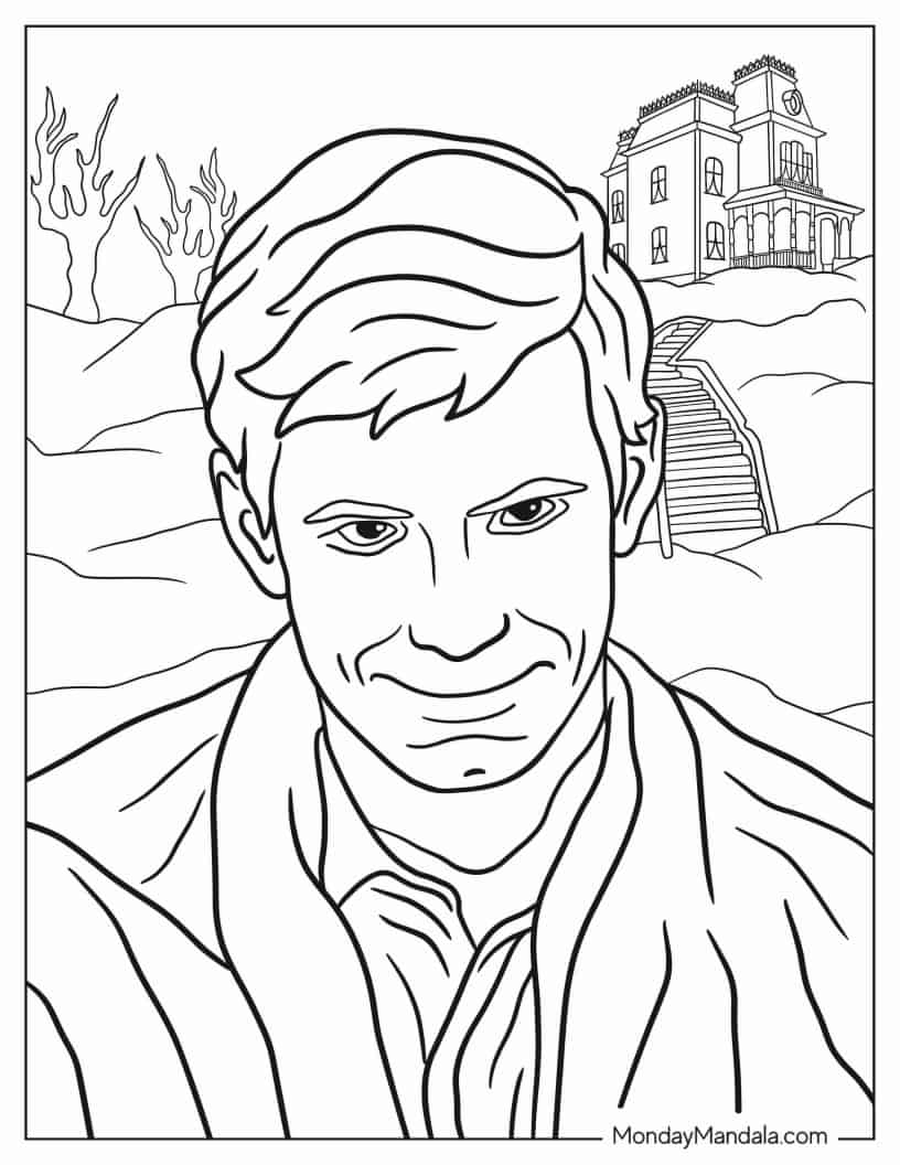 Norman Bates Horror Character coloring page