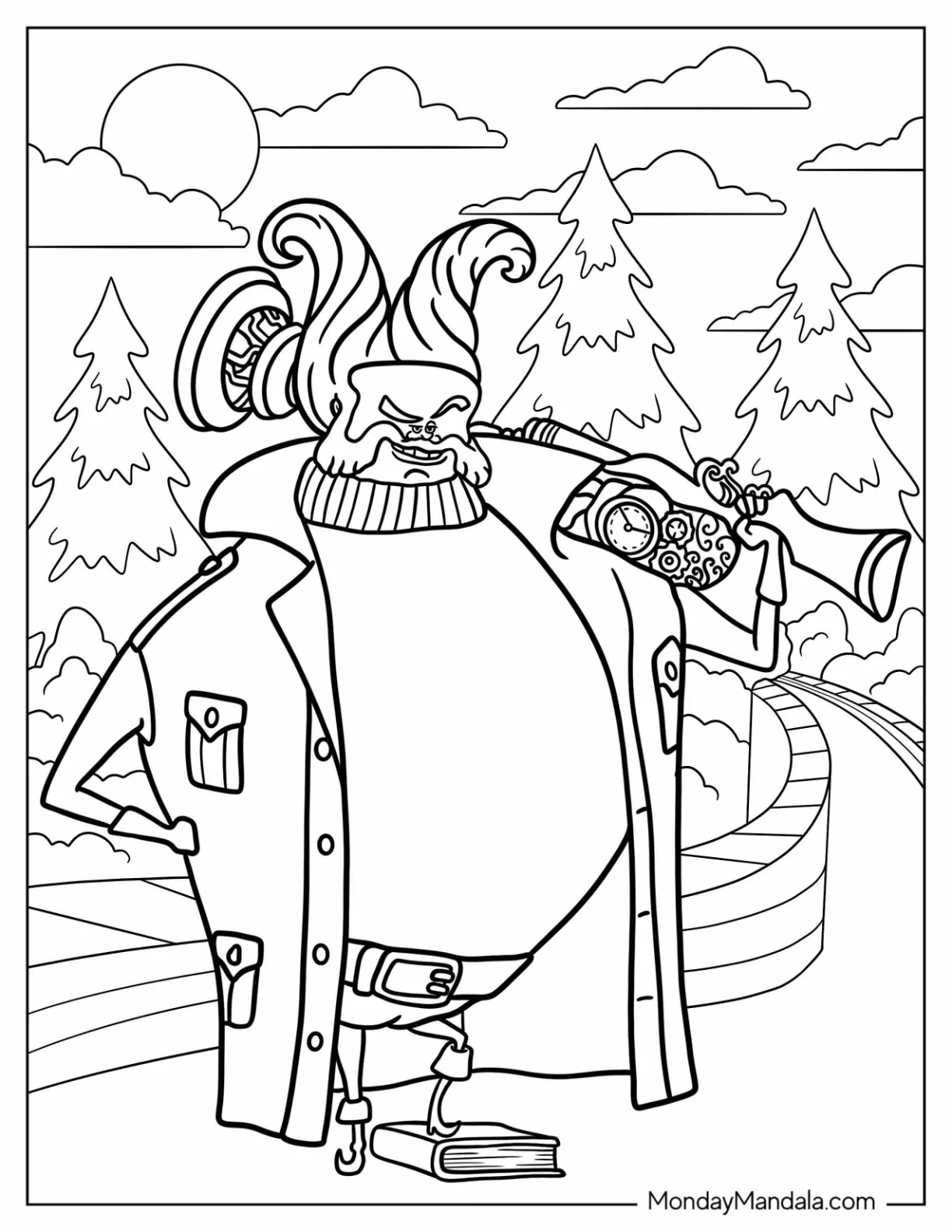 Hotel Transylvania Coloring Page Of Abraham Van Helsing Holding Gun coloring page