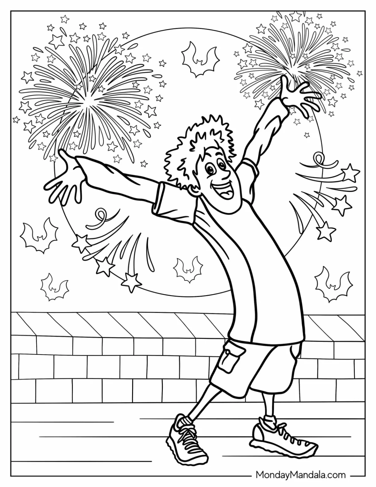 Hotel Transylvania Coloring Page Of Jonathan Loughran With Fireworks coloring page