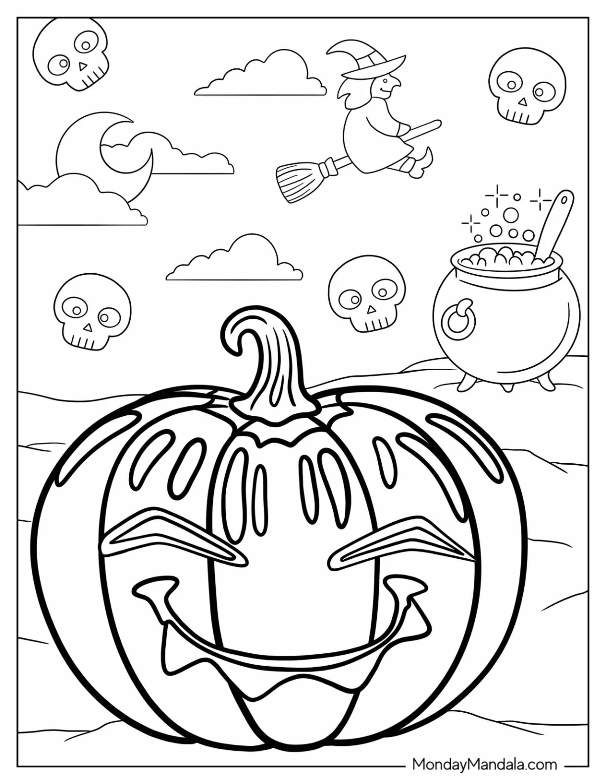 Coloring Sheet Of Halloween Themed Jack O Lantern coloring page — printable line art