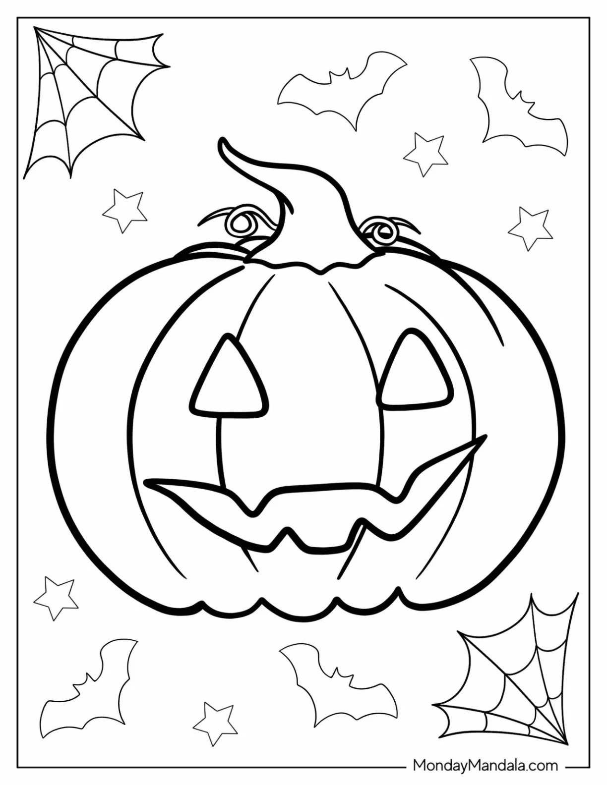 Simple To Color Jack-O-Lantern Coloring Page For Kids coloring page
