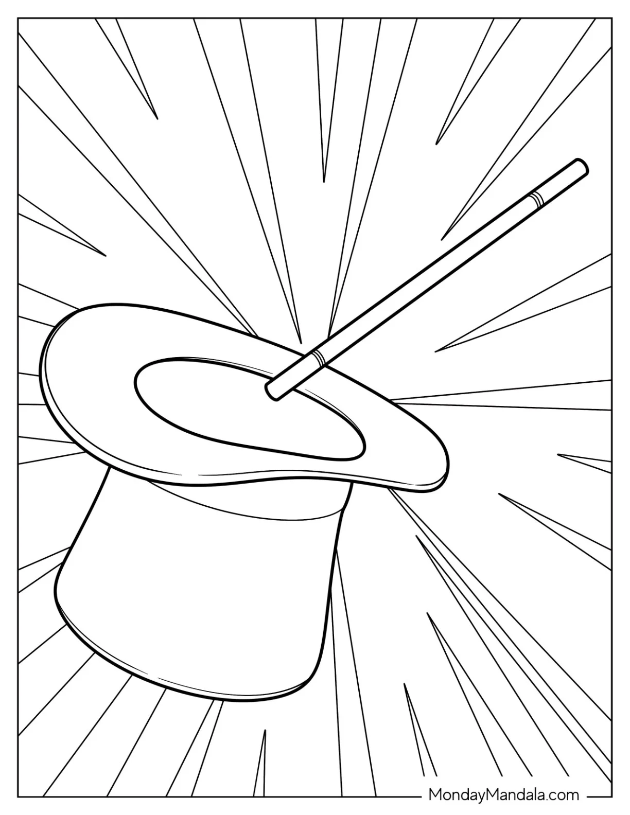Magic Coloring Page Of Easy Magical Wand Tapping A Top Hat coloring page