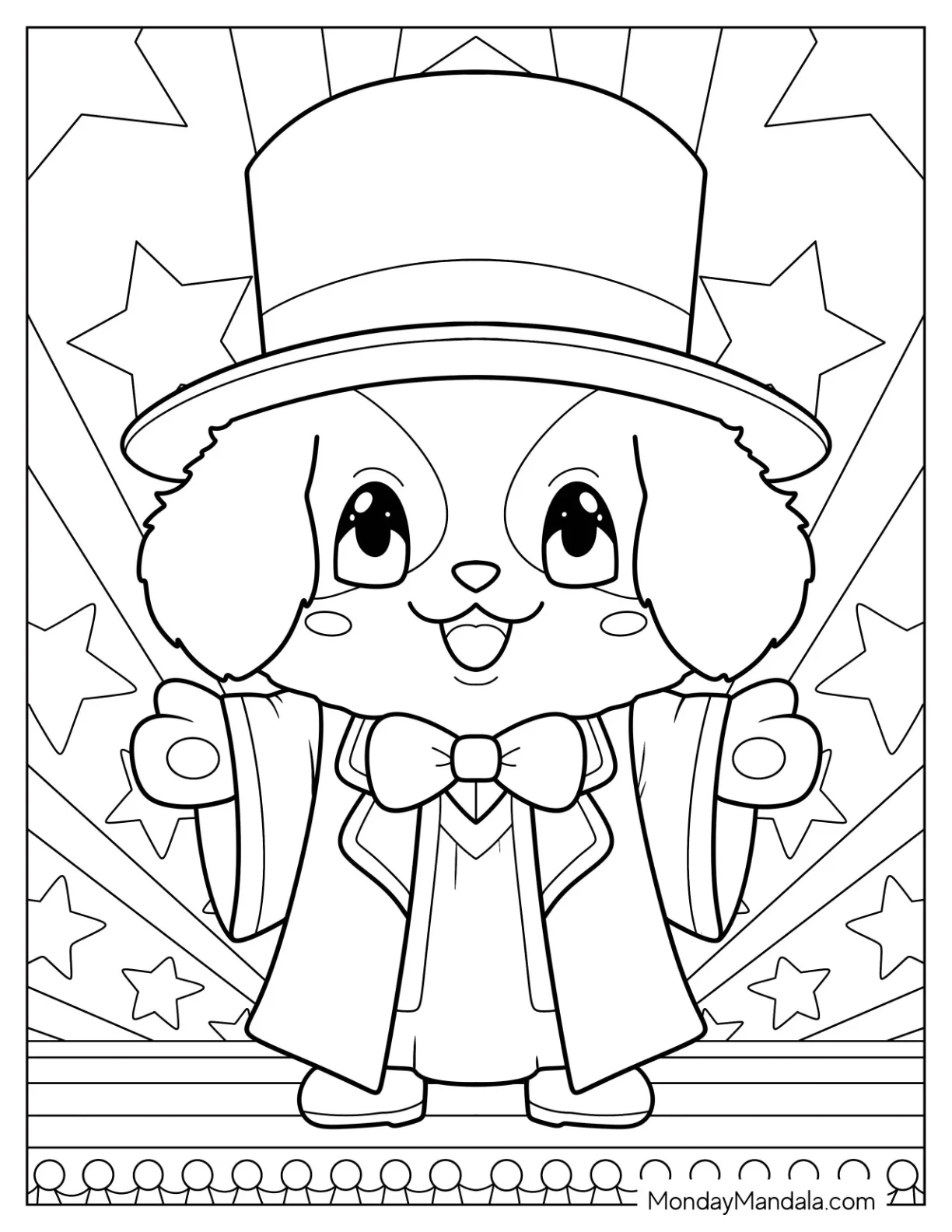 Magic Coloring Page Of  Puppy Magician For Kids coloring page