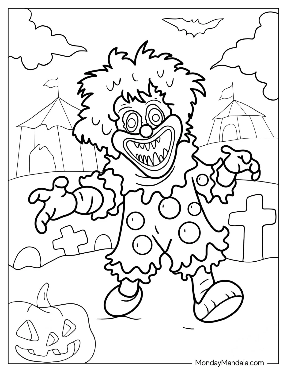 Clown Monster Coloring Page Leaving Circus coloring page