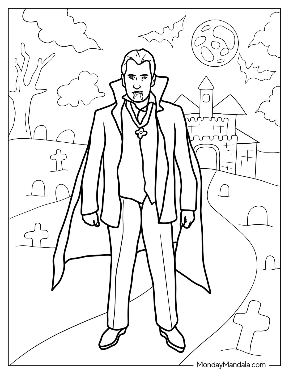Dracula Monster Coloring Page coloring page