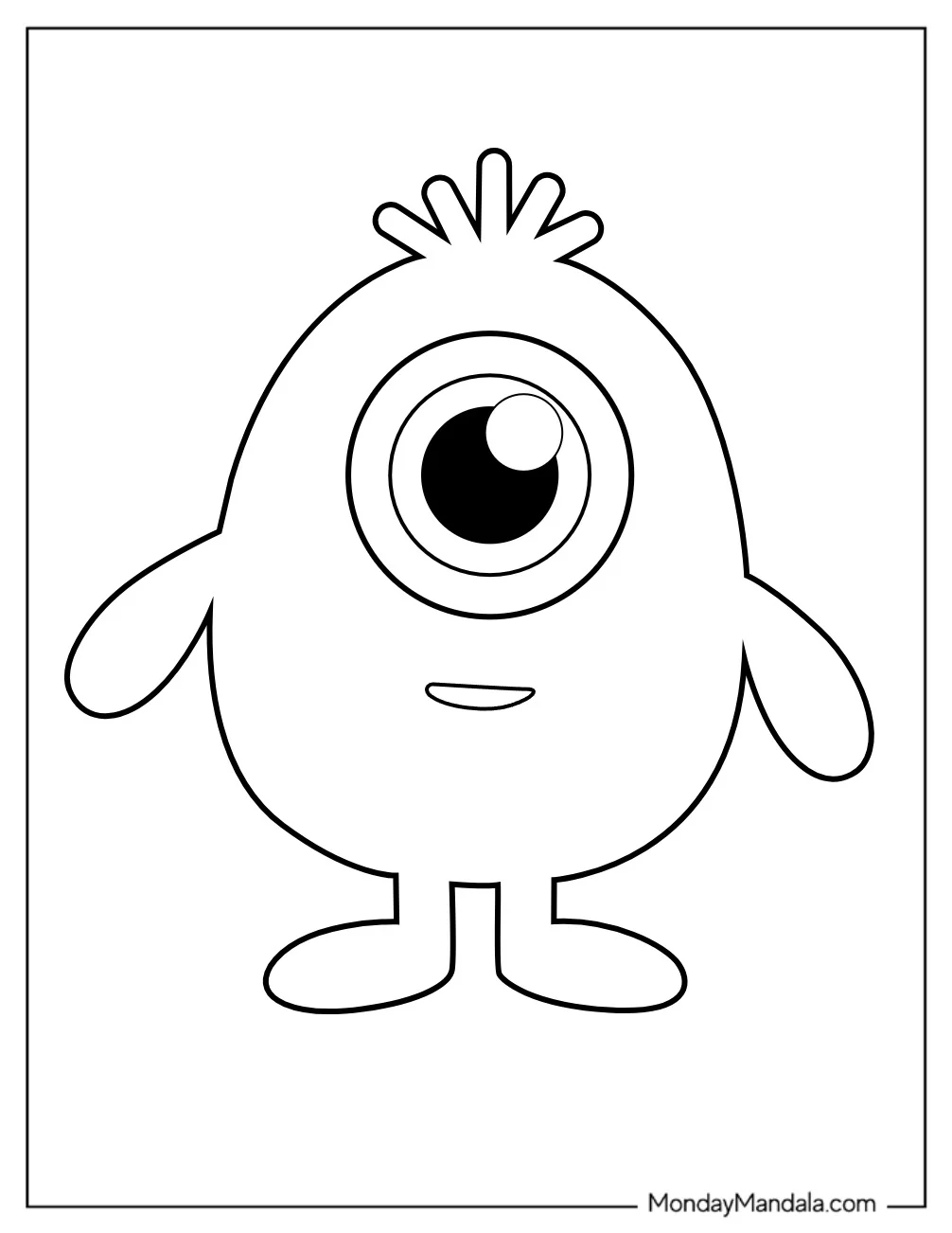 Easy Cute Monster Coloring Page With One Eye For Preschoolers coloring page