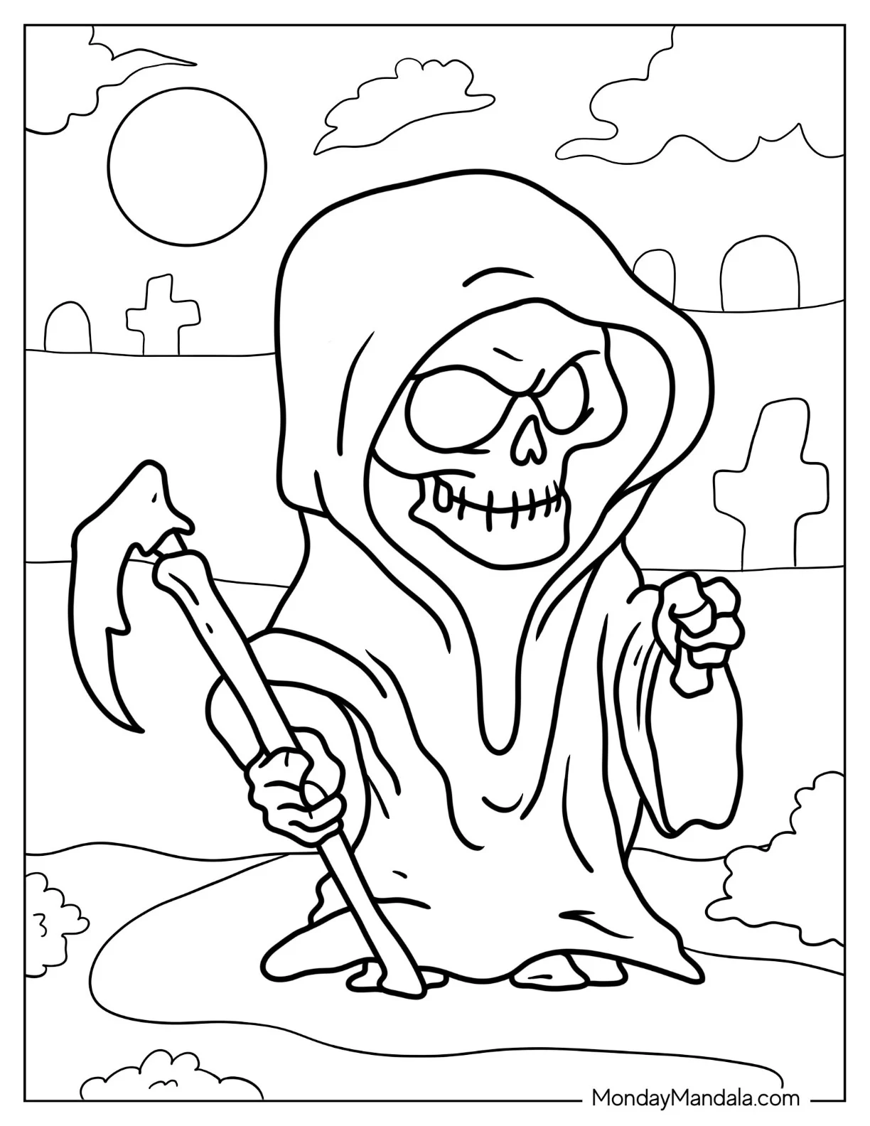 Grim Reaper Monster Coloring Page coloring page