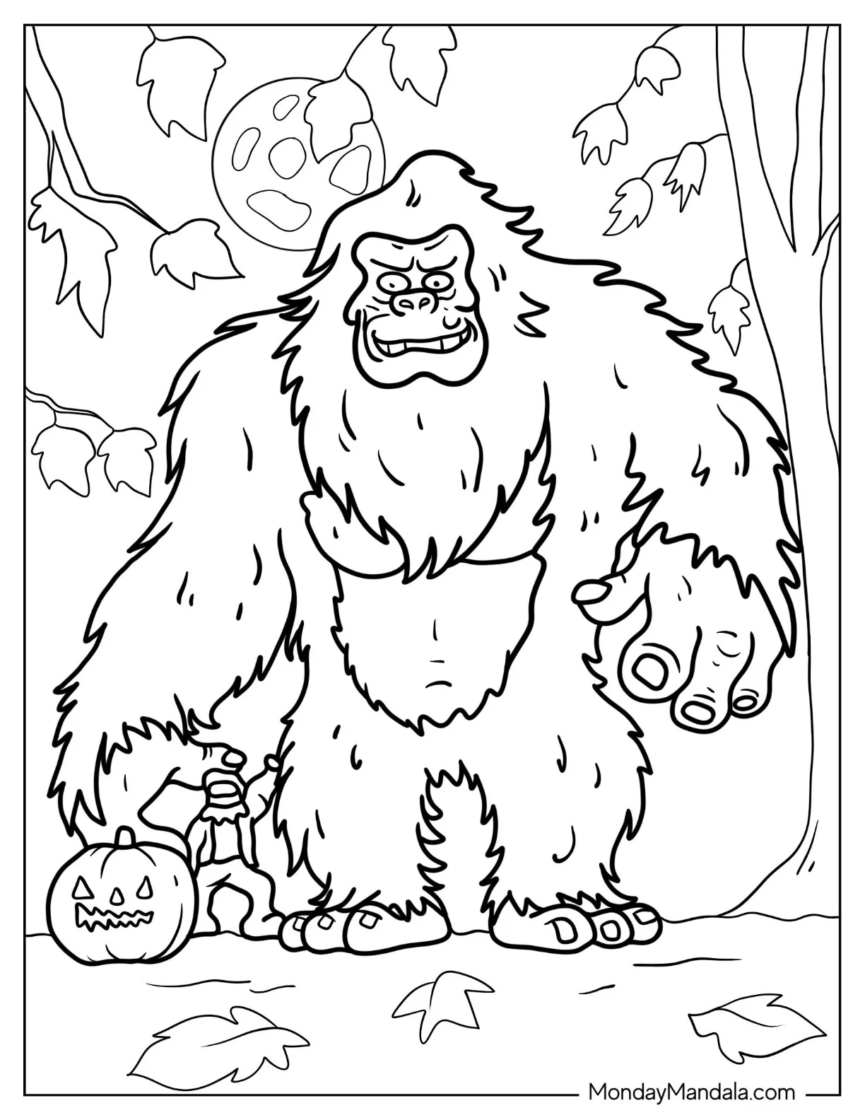 Large Yeti Monster Coloring Page coloring page