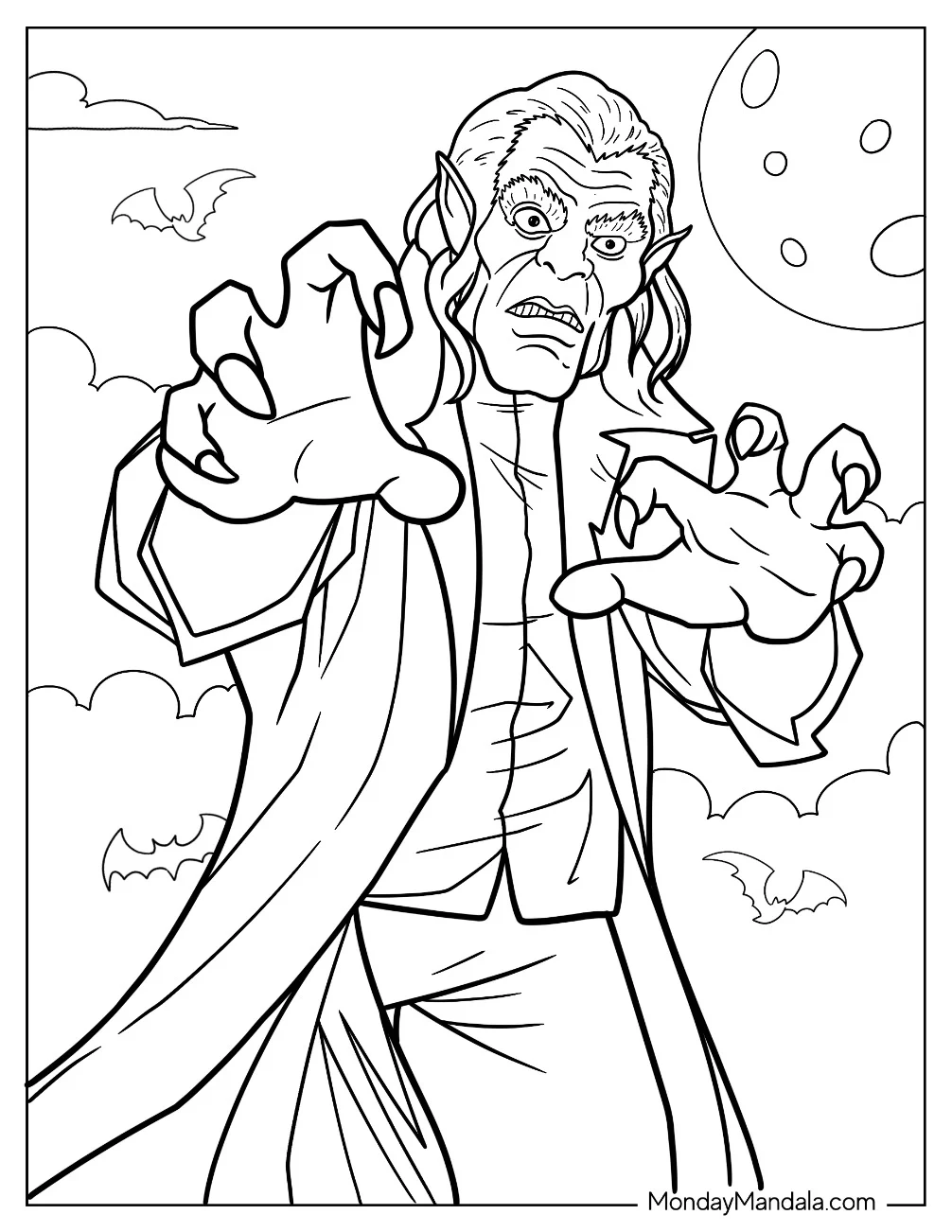 Monster Coloring Page With Sharp Claws coloring page