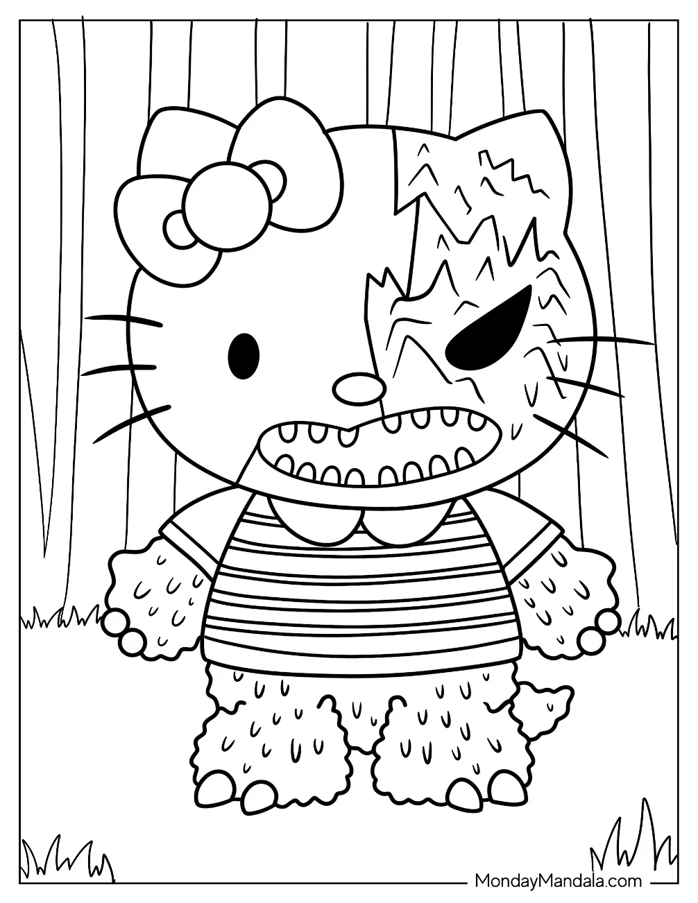 Terrifying Hello Kitty Monster Coloring Page coloring page