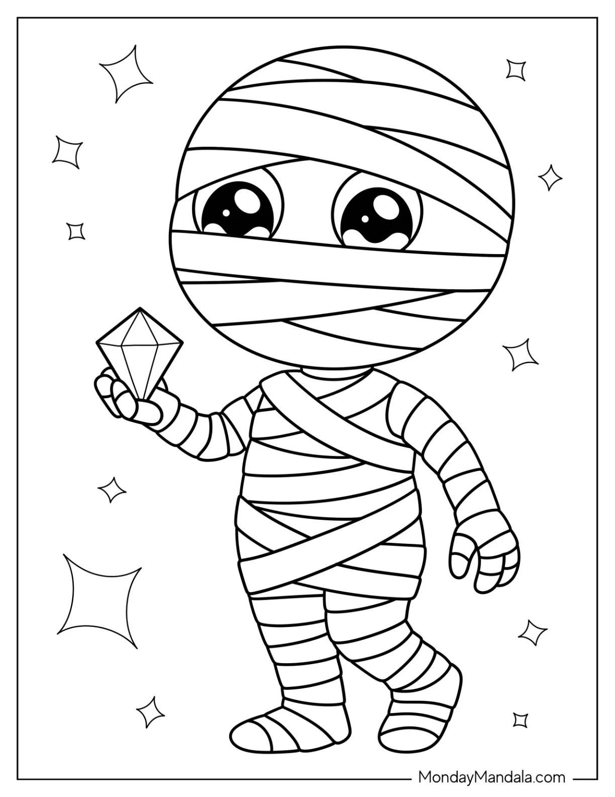 Adorable Mummy Coloring Page Discovering Ancient Jewel for Preschoolers coloring page