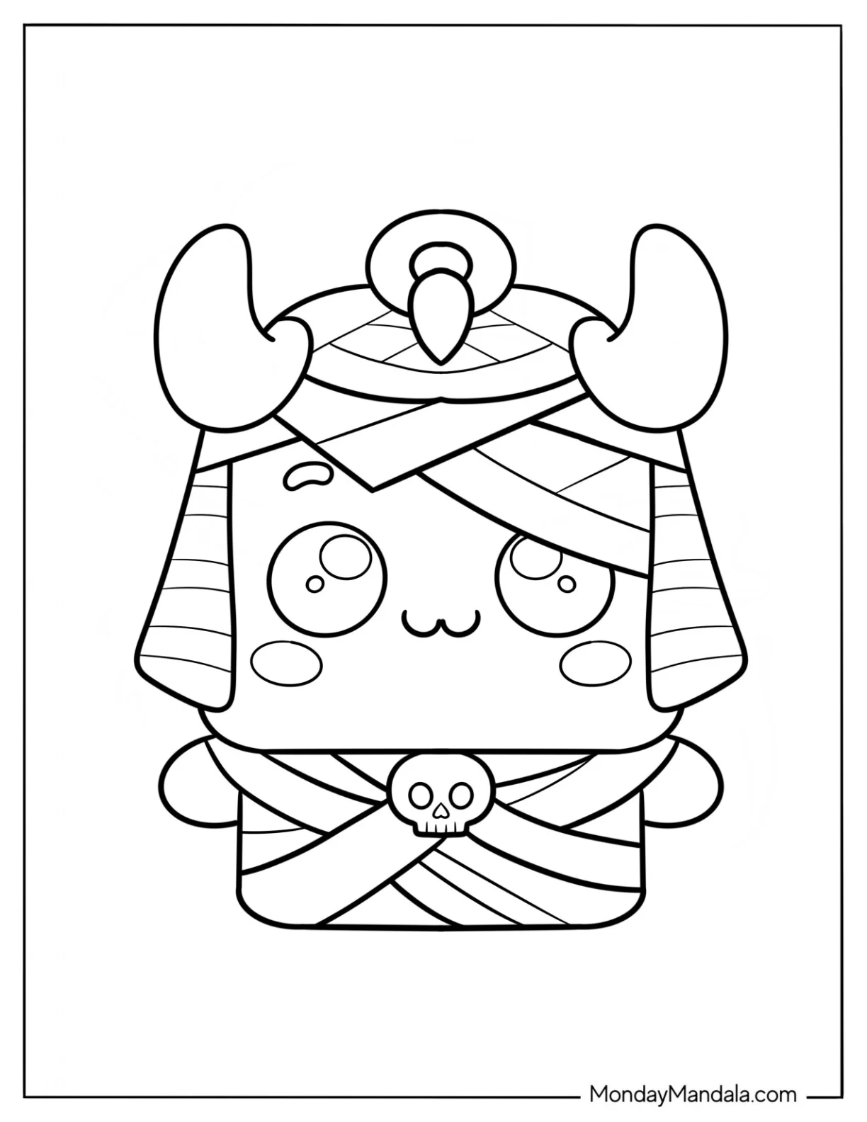 Chibi Egyptian Mummy Coloring Page For Preschoolers coloring page