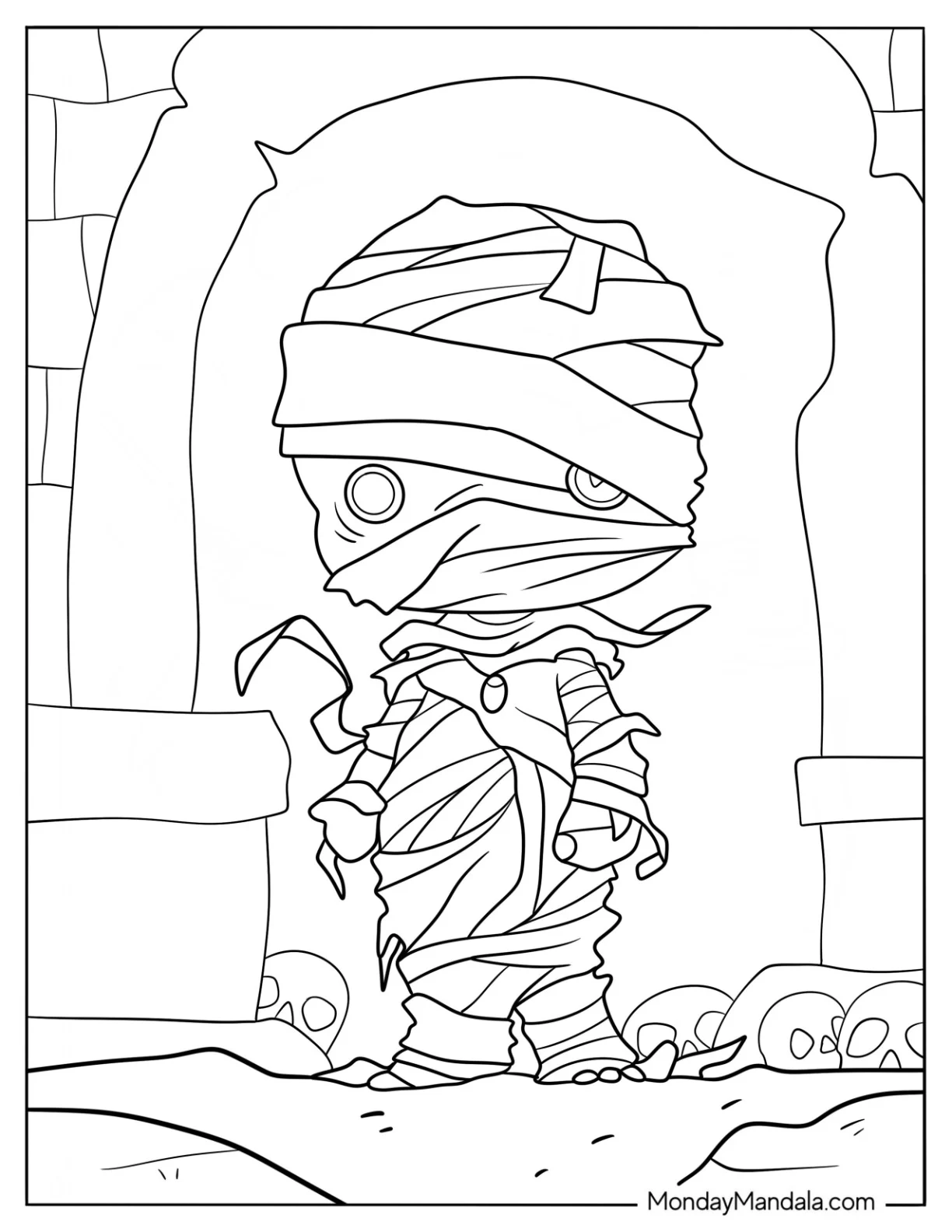 Cute Chibi Mummy Coloring Page For Kids coloring page