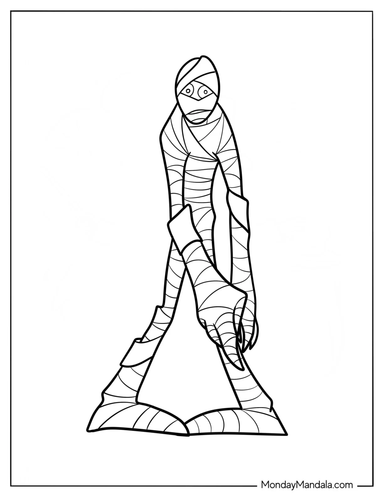 Easy Cartoon Mummy Coloring Page coloring page
