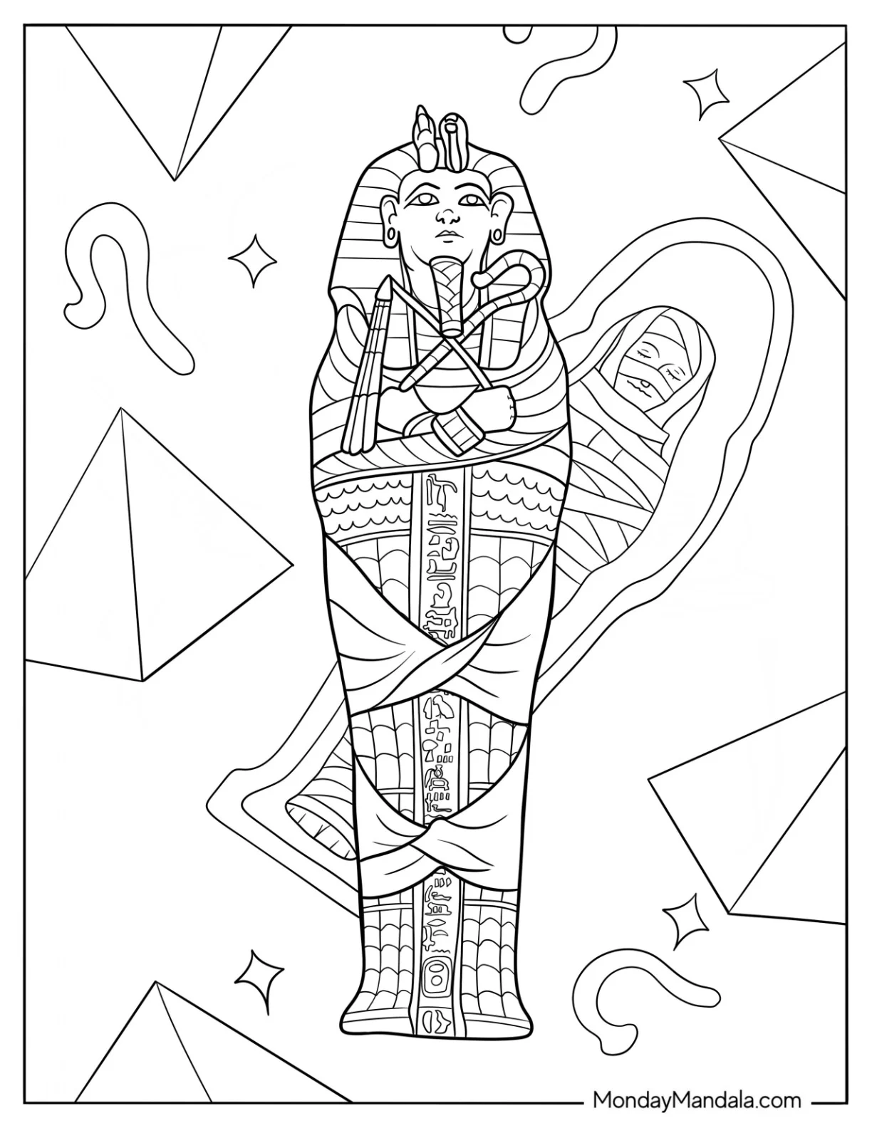 Egyptian Coffin With Mummy Coloring Page Inside coloring page
