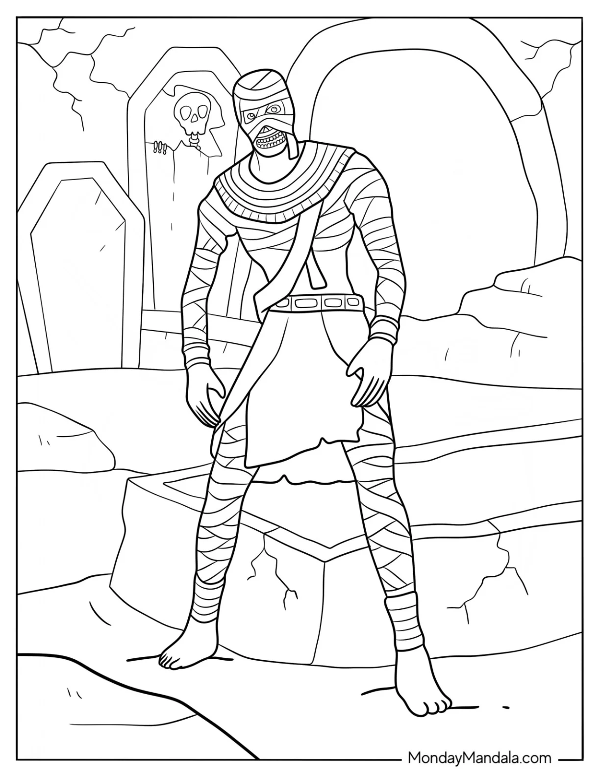 Egyptian Mummy Coloring Page Walking Out Of Tomb coloring page