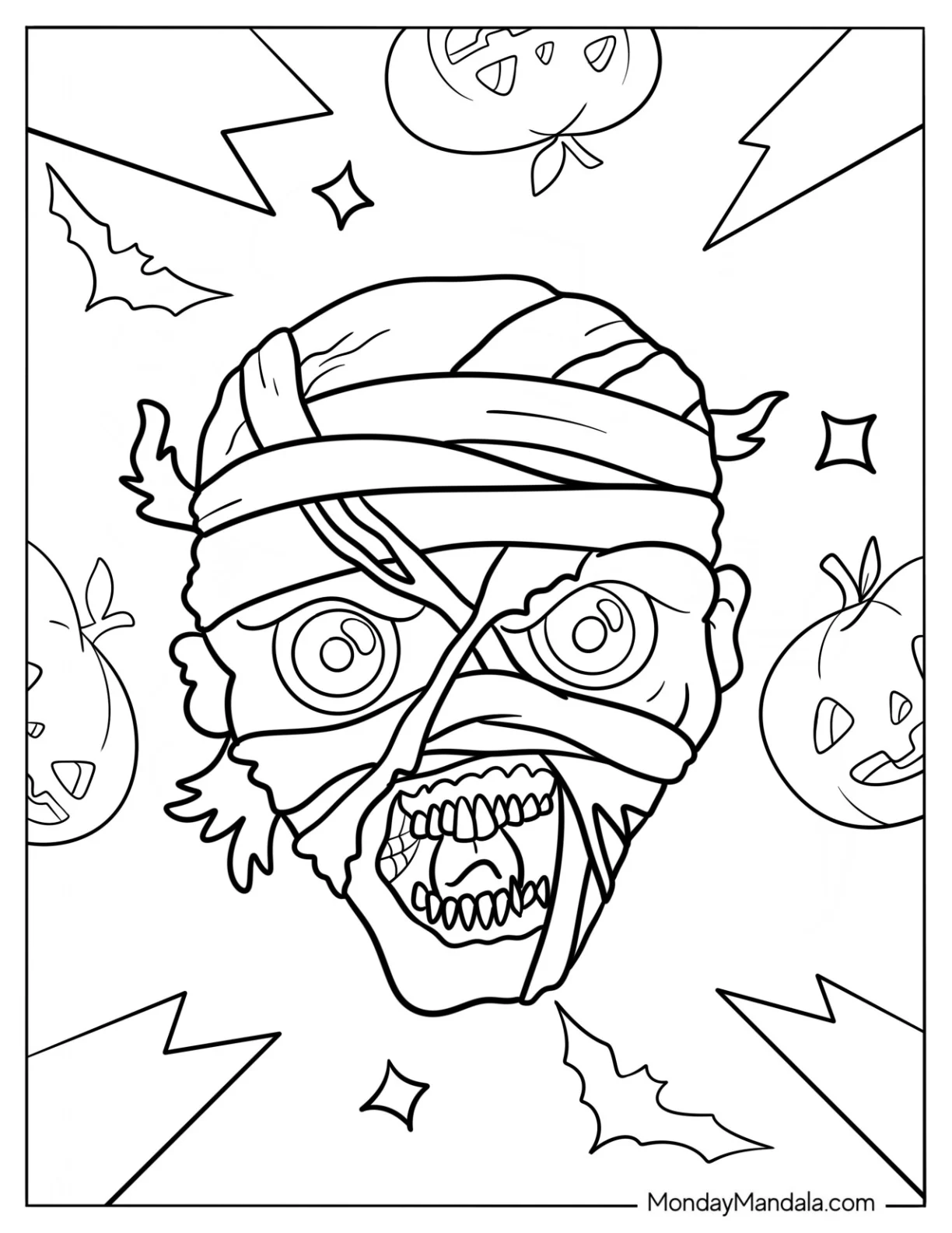 Scary Mummy Coloring Page Face coloring page