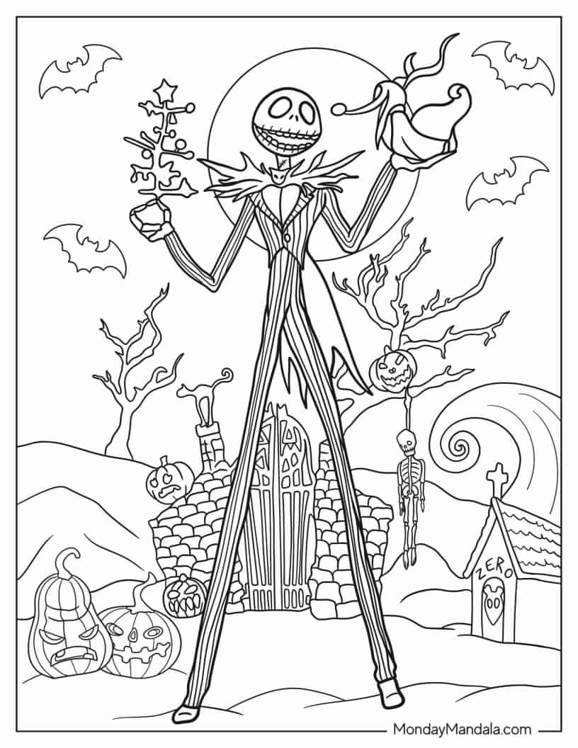 Creepy Jack Skellington Coloring In coloring page