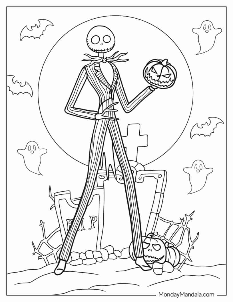 Jack Skellington In Cemetery coloring page