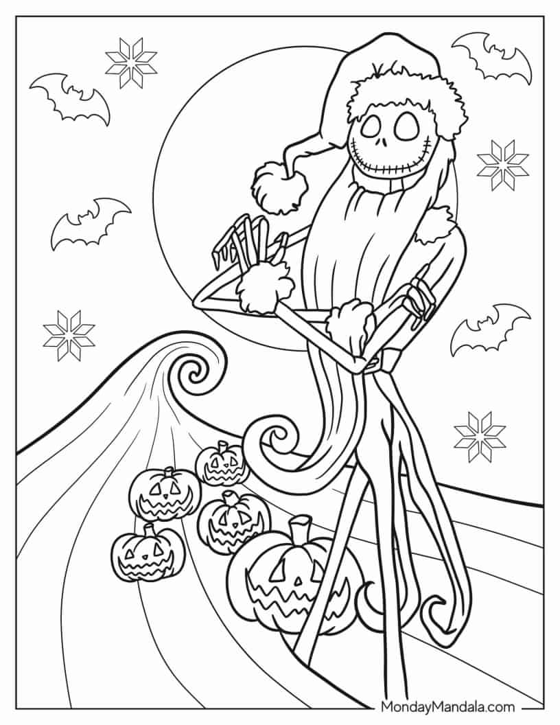 Jack Skellington In Santa Costume coloring page