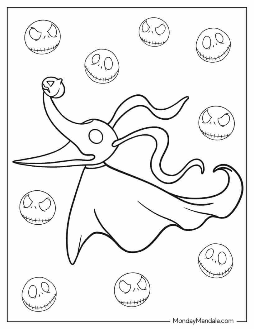 Nightmare Before Christmas Zero coloring page — printable line art