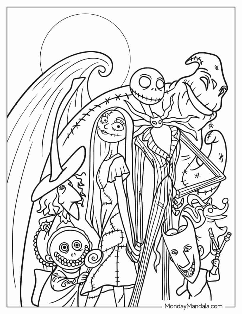 Simple Nightmare Before Christmas Halloween Coloring Page coloring page