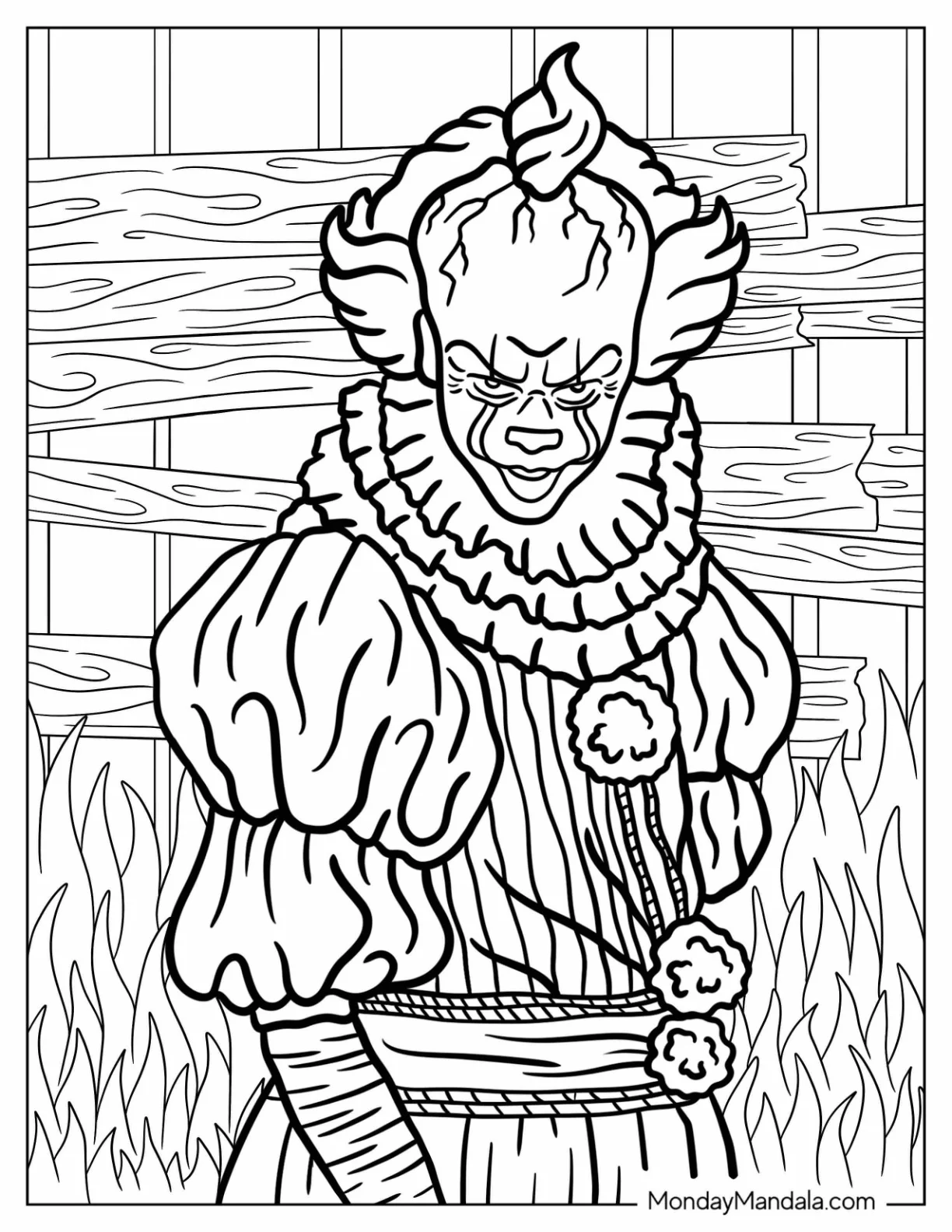 Bill Skarsgard As Pennywise Coloring Page coloring page — printable line art
